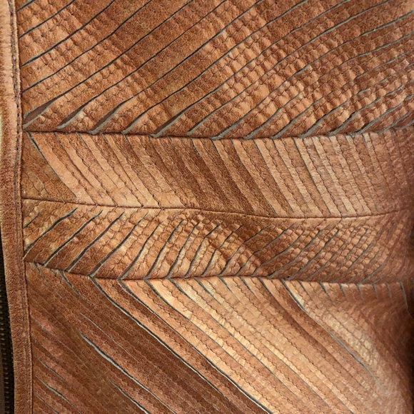 Peach Leather Zip up In Suede Jacket-S- - Picture 4 of 7